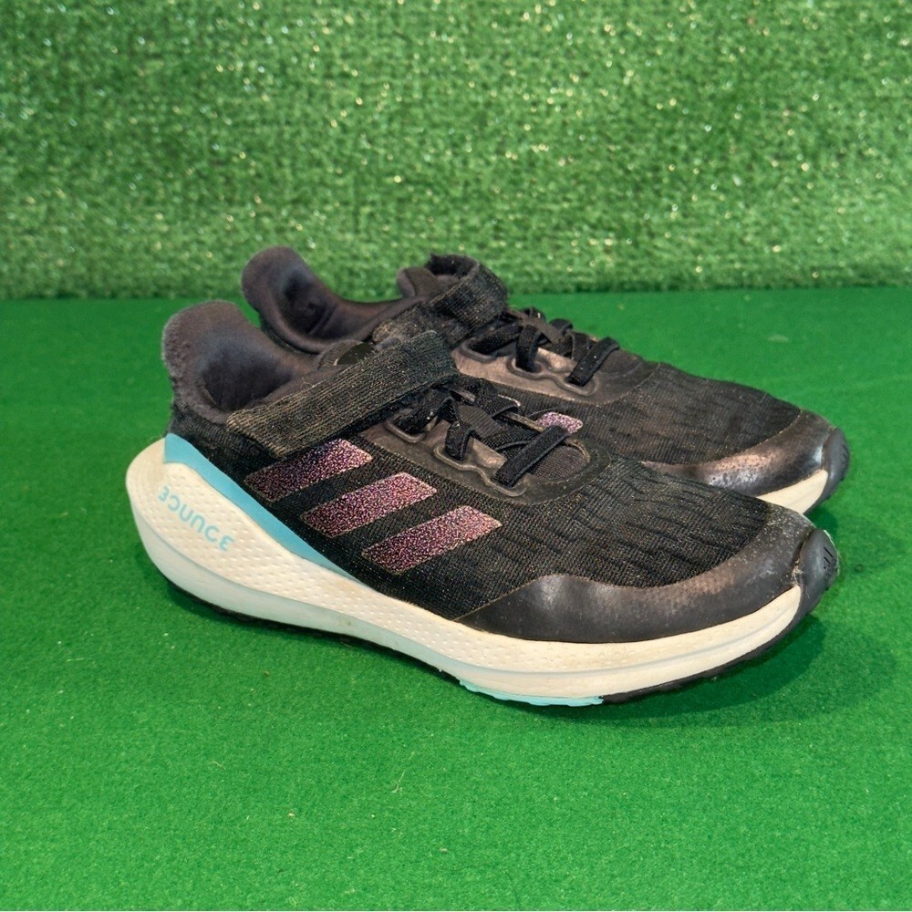 Adidas EQ21 HO1876 Kids Running Sneakers Black Purple Preschool Big Kids Size 1Y